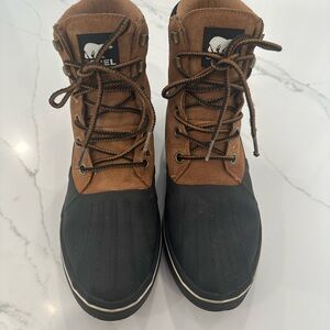 Sorel Men's Black and Tan Rain Boots